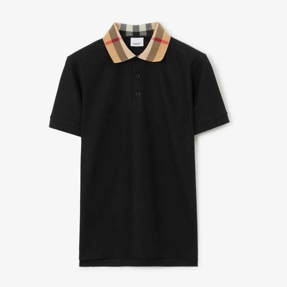 Burberry Black Polo with Check Detail